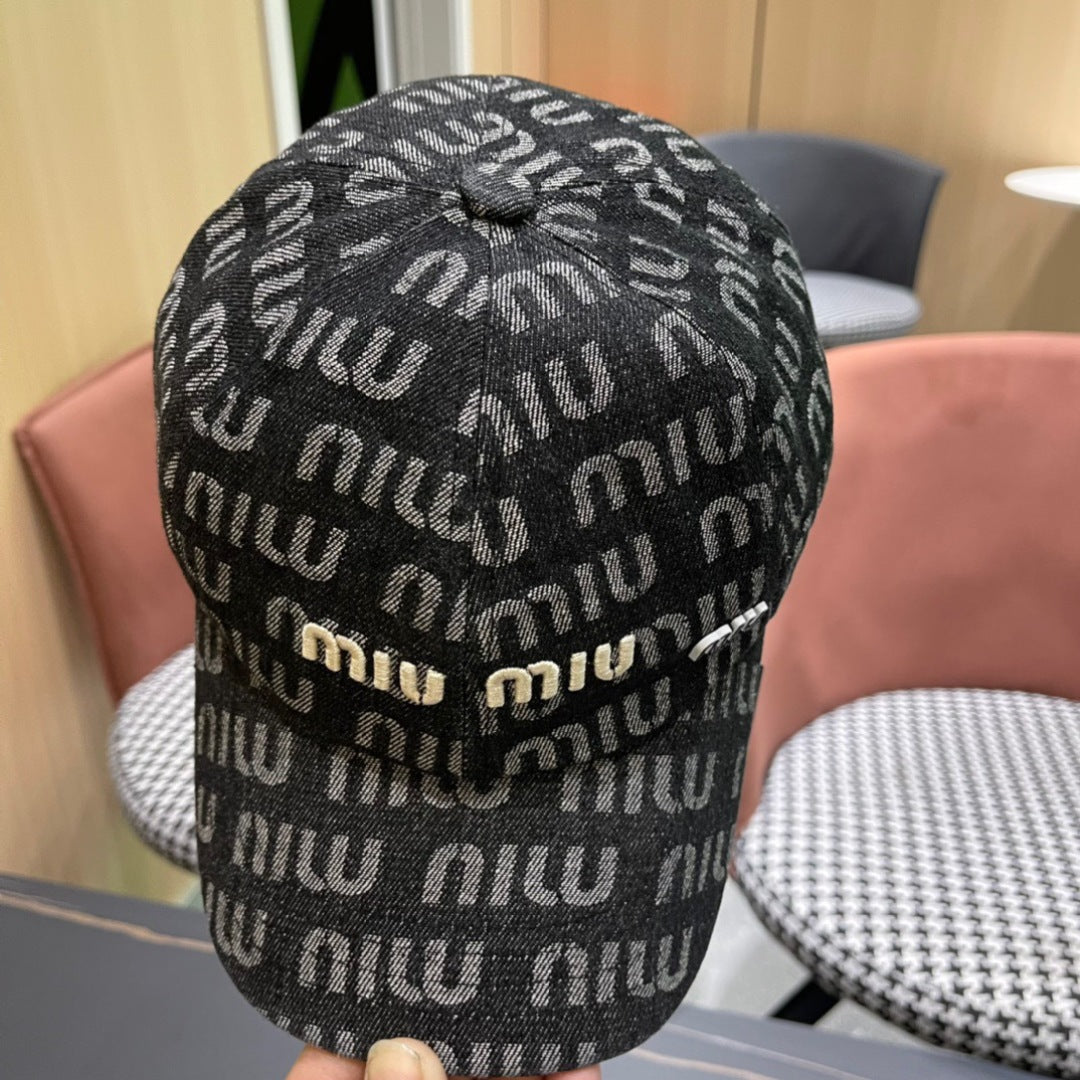 MIU MIU MM BASEBALL CAP IN DARK SLATE GRAY DENIM