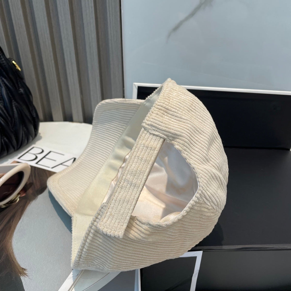 MIU MIU MM BASEBALL CAP IN CREAM WHITE VELVET