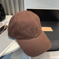 MIU MIU MM BASEBALL CAP IN BROWN ORANGE FABRIC BRAND EMBROIDERY
