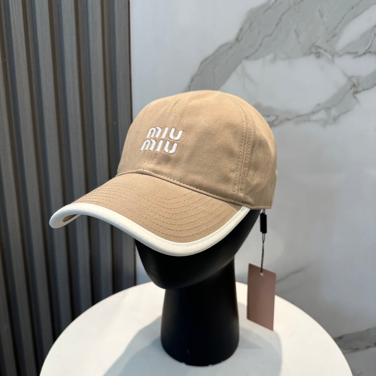 MIU MIU MM BASEBALL CAP IN BEIGE FABRIC STYLE 4