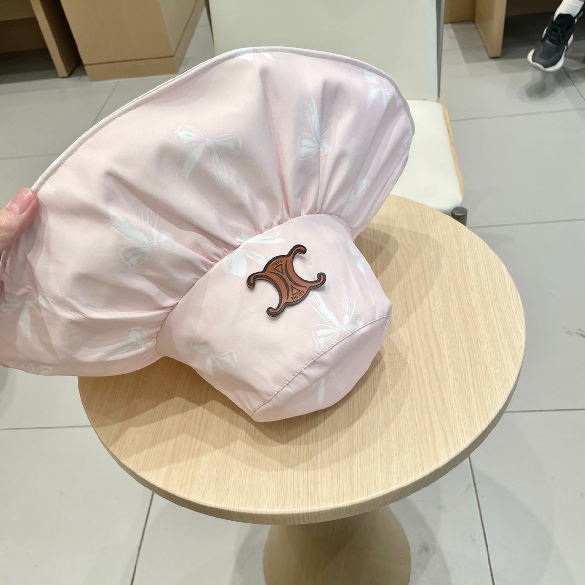 CELINE 25S BUCKET BOW HAT  733401 IN BABY PINK